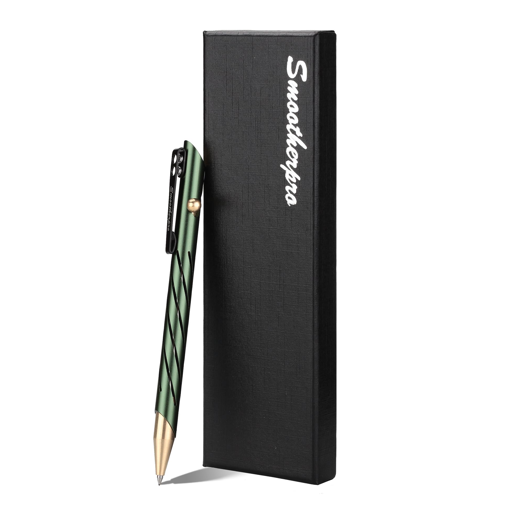 SMOOTHERPRO Bolt Action Pen, Aluminum Ballpoint Pen Compatible with Parker and Fisher Space SPR Refill, EDC Pen for Writing, Green (TP331GN)