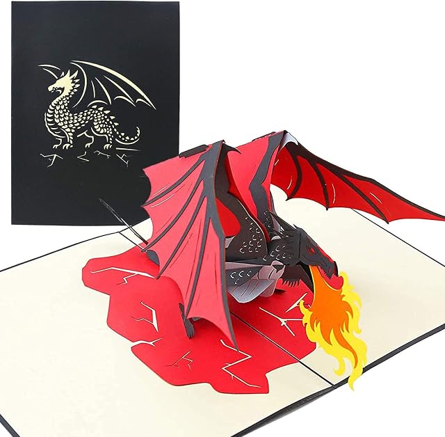 PopLife Fire Breathing Dragon 3D Pop Up Father's Day Card - Pop Up Happy Birthday Card, Congratulations, Get Well, Just Because - Mythical Animal, Fantasy Card, GoT, Magical Gift, LoTR - for Son, Dad