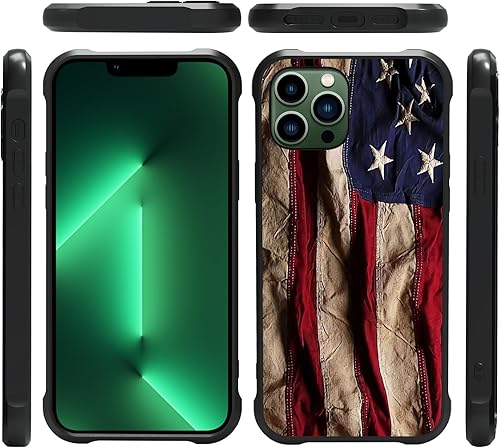 Miniatura 10 de Funda para iPhone 13 Pro, diseño vintage de bandera estadounidense para iPhone 13 Pro, para hombres y niños, antideslizante, a prueba de golpes,