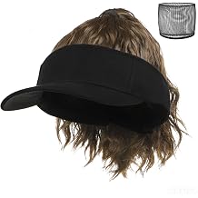 Black Visor Hat Wig for Women High Ponytail Baseball Cap with Synthetic Curly Hair Attached Adjustable Golf Sun Hat