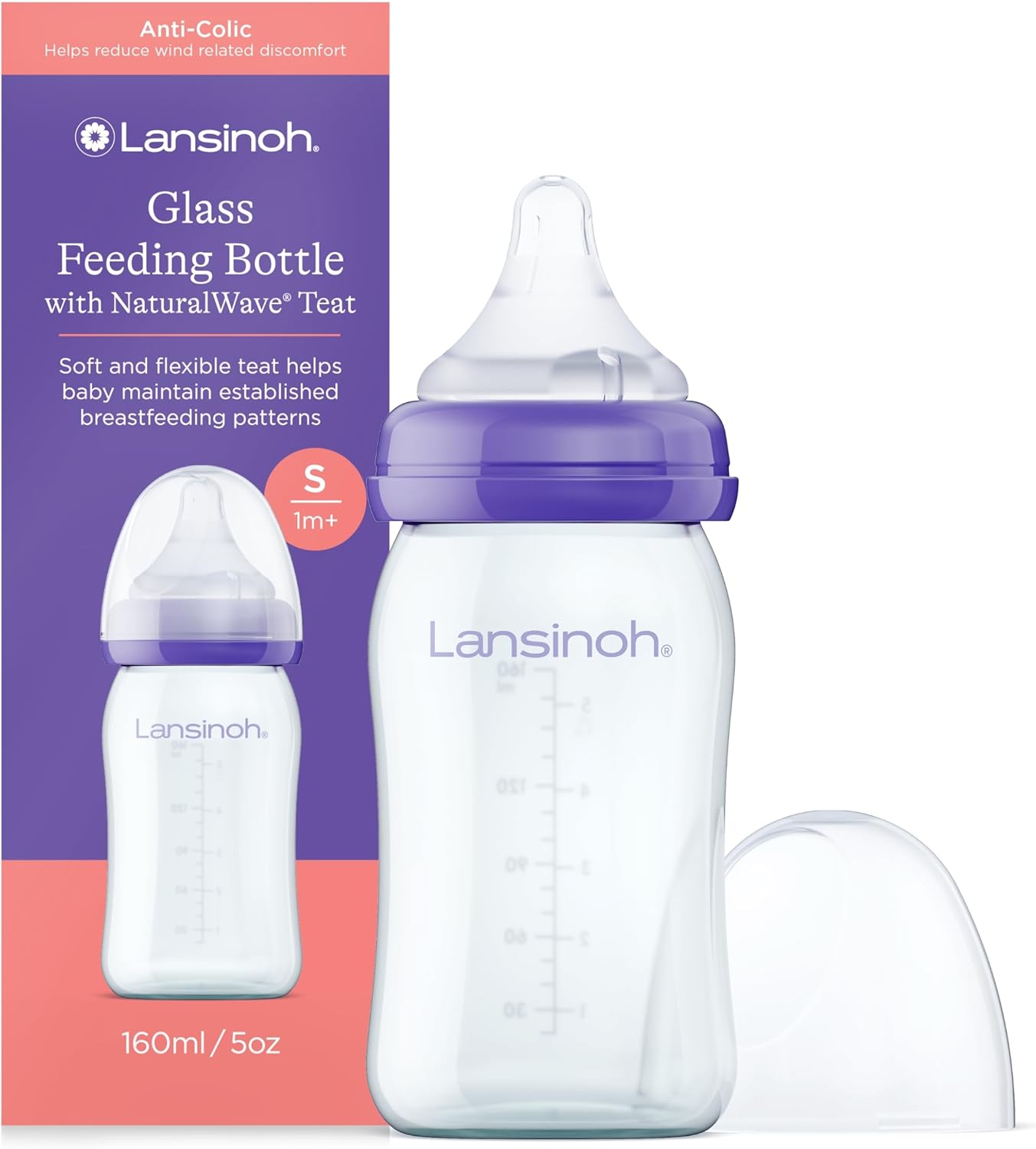 Buy Lansinoh Glass Breast Milk Bottle With Naturalwave Teat , 160 Ml At The Best Price