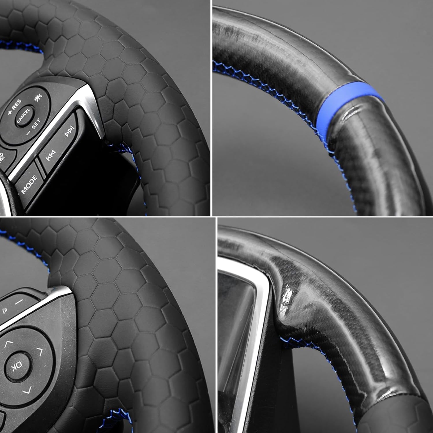 MEWANT Steering Wheel Cover for Toyota RAV4 2019-2024/Camry 2018-2024/Corolla 2020-2024/Avalon 2019-2022 Hand-Stitched Steering Wheel Wrap