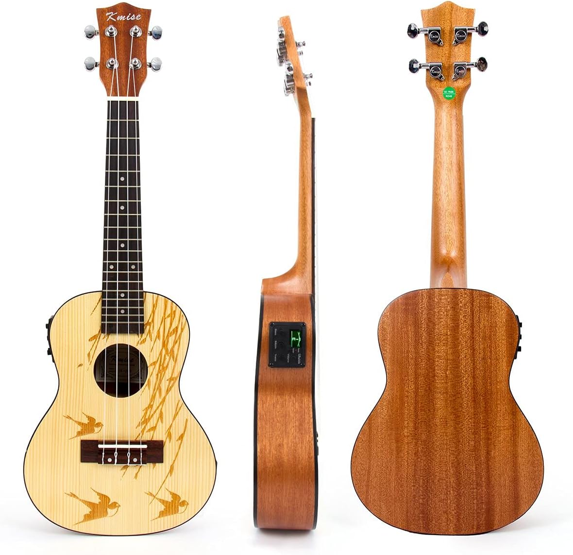 Kmise Concert Ukulele Electric Acoustic Solid Spruce Top Sapele Ukelele