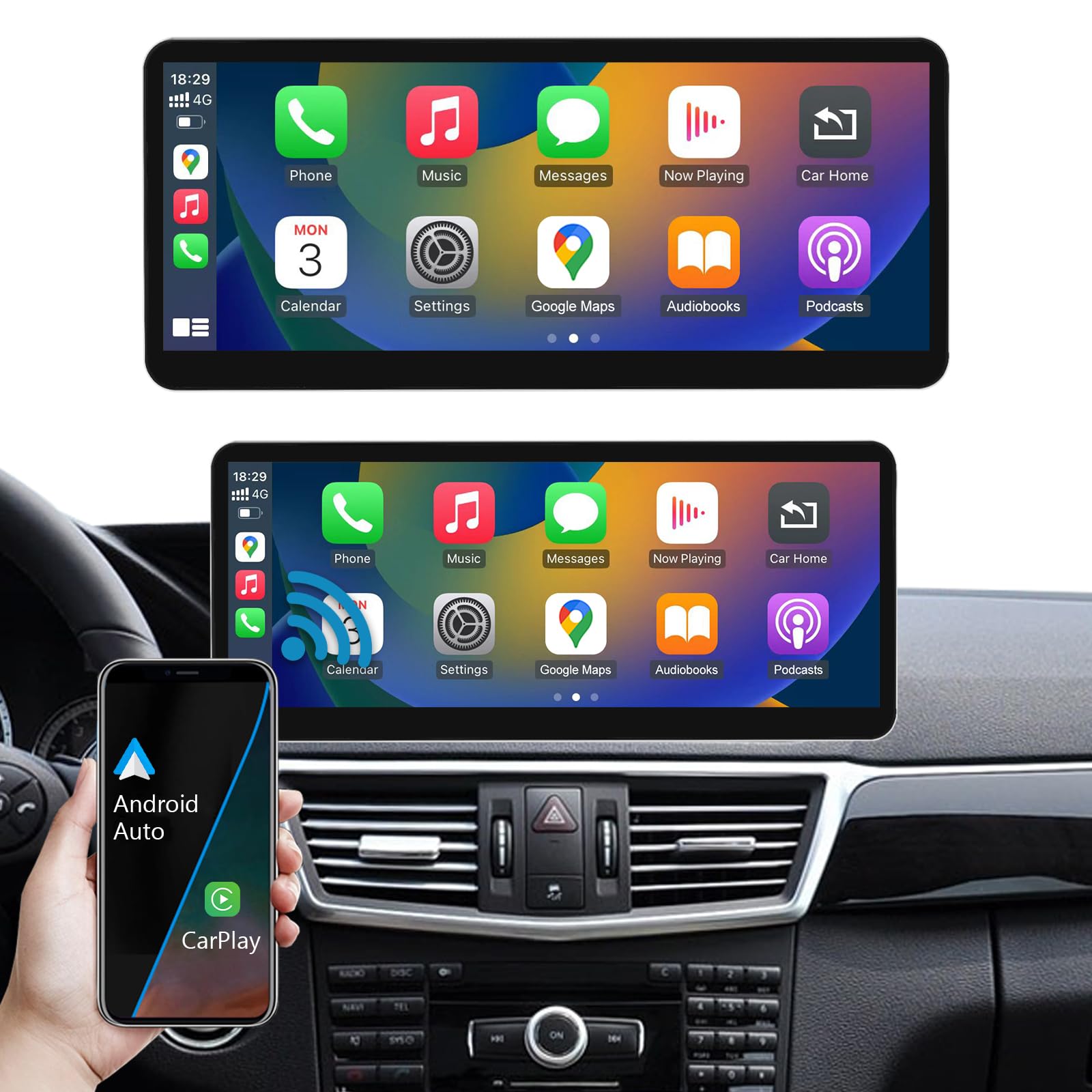 Radio samochodowe 12,3 cala z ekranem dotykowym i bezprzewodową funkcją Carplay i Android Auto dla Mercedesa Benz klasy E W212 z lat 2009-2011 NTG4.0, obsługuje Mirrorlink, kamerę i nawigację