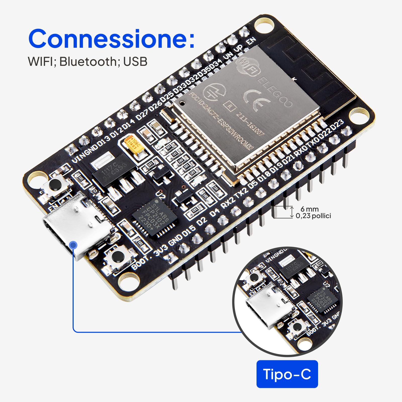 ELEGOO ESP-32 Super Starter Kit con Tutorial, Scheda di Sviluppo USB-C, Microcontrollore Dual-Core, CP2102