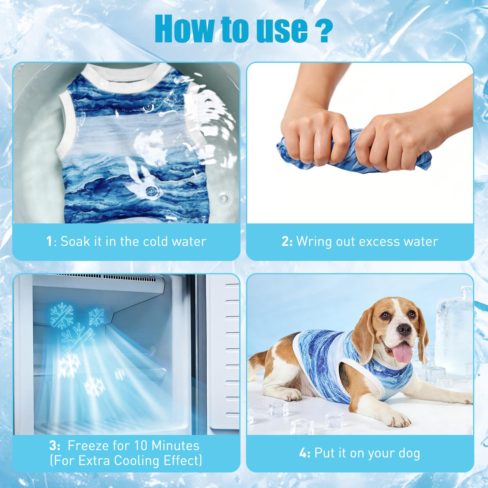 Gilet Rafraîchissant pour Chien, Respirant Manteau Rafraichissant Chien, Doux et Confortable Gilet de Refroidissement pour Chiens de Petite et Moyenne Taille (Bleu-M)