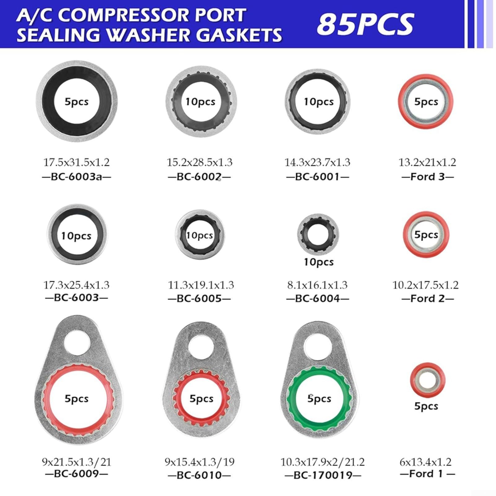 139-teiliges AC-O-Ring-Set, A/C-Gummidichtung, Sortiment für Auto-Klimaanlagendichtung, Reparatur mit Metallringen und organisierter Aufbewahrungsbox für Mechaniker