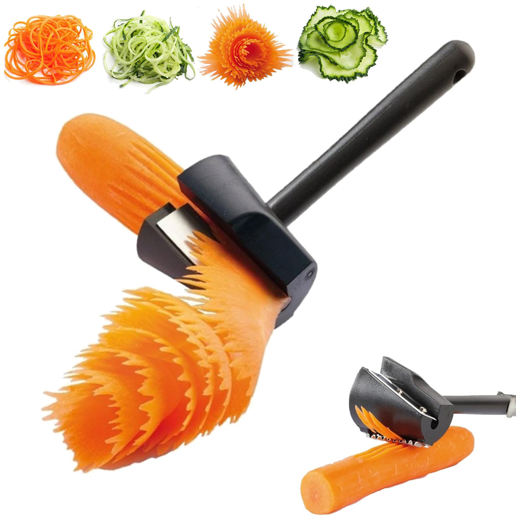 3Pcs Carrot Curler and Peeler, Carrot Spiral Shred Slicer, Spiral Vegetable Fruit Slicer, Root Vegetables Fruits Slicer Sharpener Garnishing Tool, Kitchen Gadgets Tools for Carrots, Potatoes, Cucumber