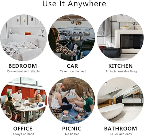 Miniatura 6 de YANGKLUIB Funda de cuero para caja de pañuelos, moderna, decorativa, de piel sintética, rectangular, organizador para encimera de tocador, mesitas