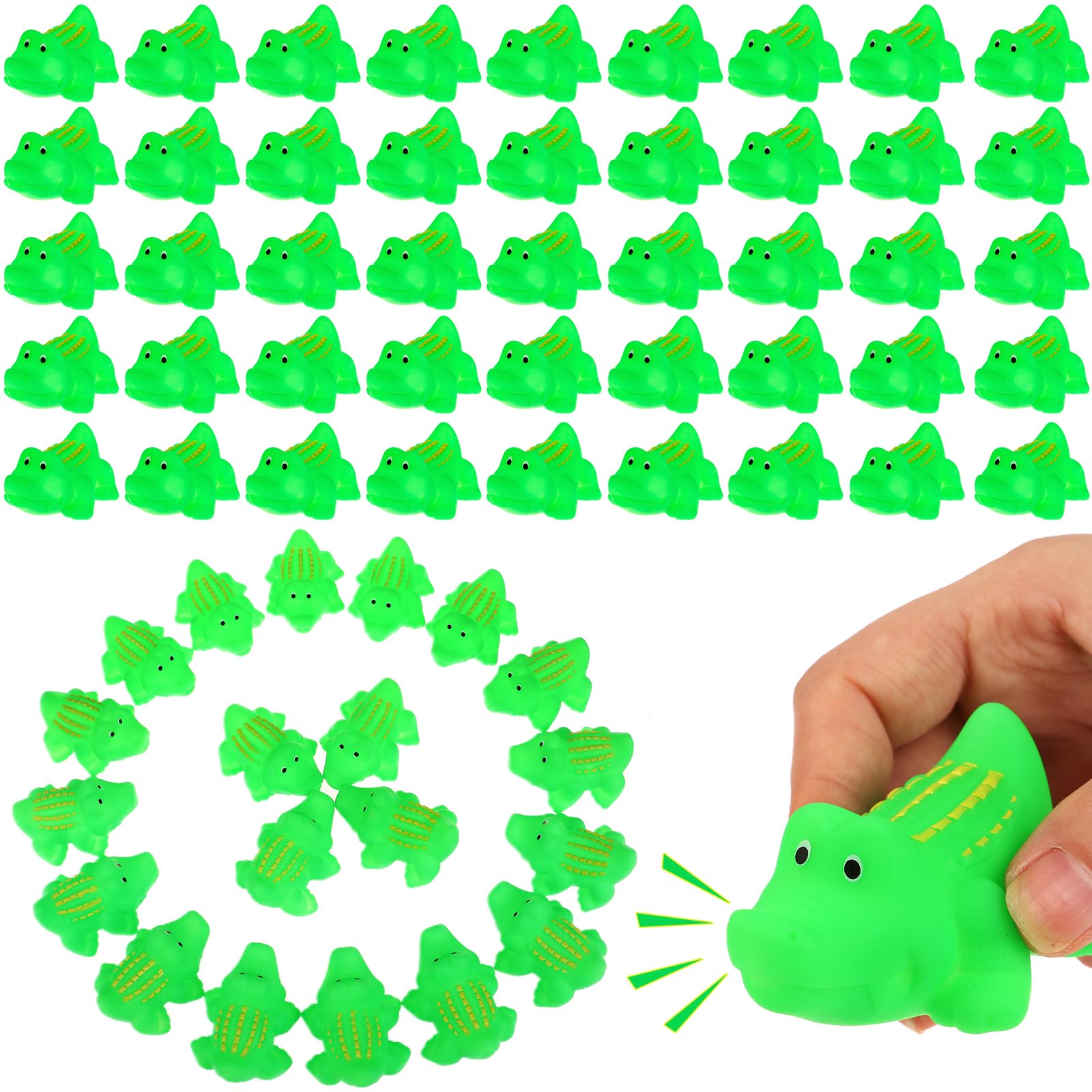 72Pcs Rubber Alligator Crocodile Family Bathtub Toy Alligator Bath Buddy Squirter Floating Green Alligator Rubber Bath Toy Fun Water Squirting Bathtime Play for Toddlers Cute Soft Tropical Animal Toy