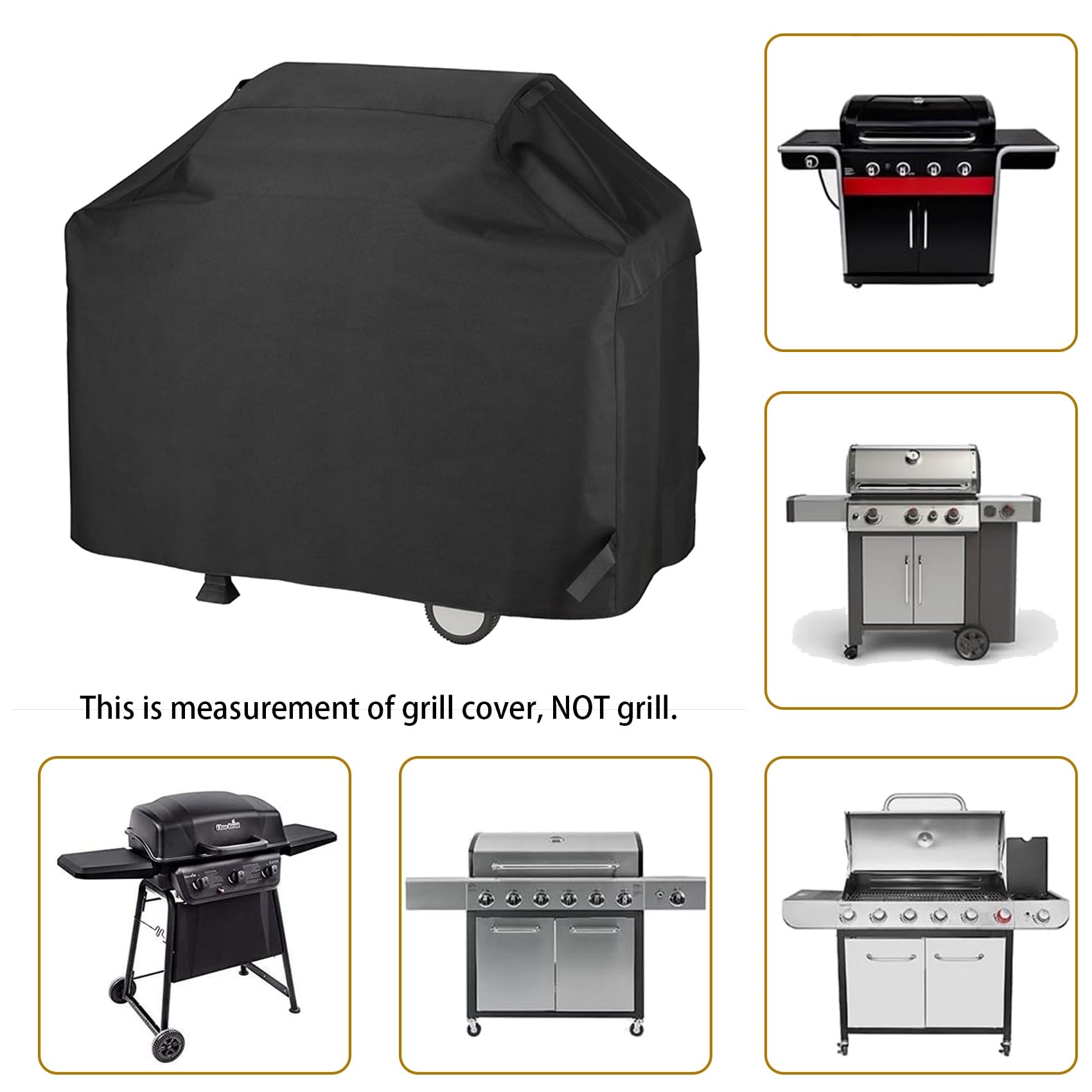 Wodoodporny pokrowiec na grill gazowy 210D, ochrona OxGrill, odporna na rozdarcie, pokrowiec do grilla, na zewnątrz, fartuch do grilla, 147 x 61 x 122 cm, czarny