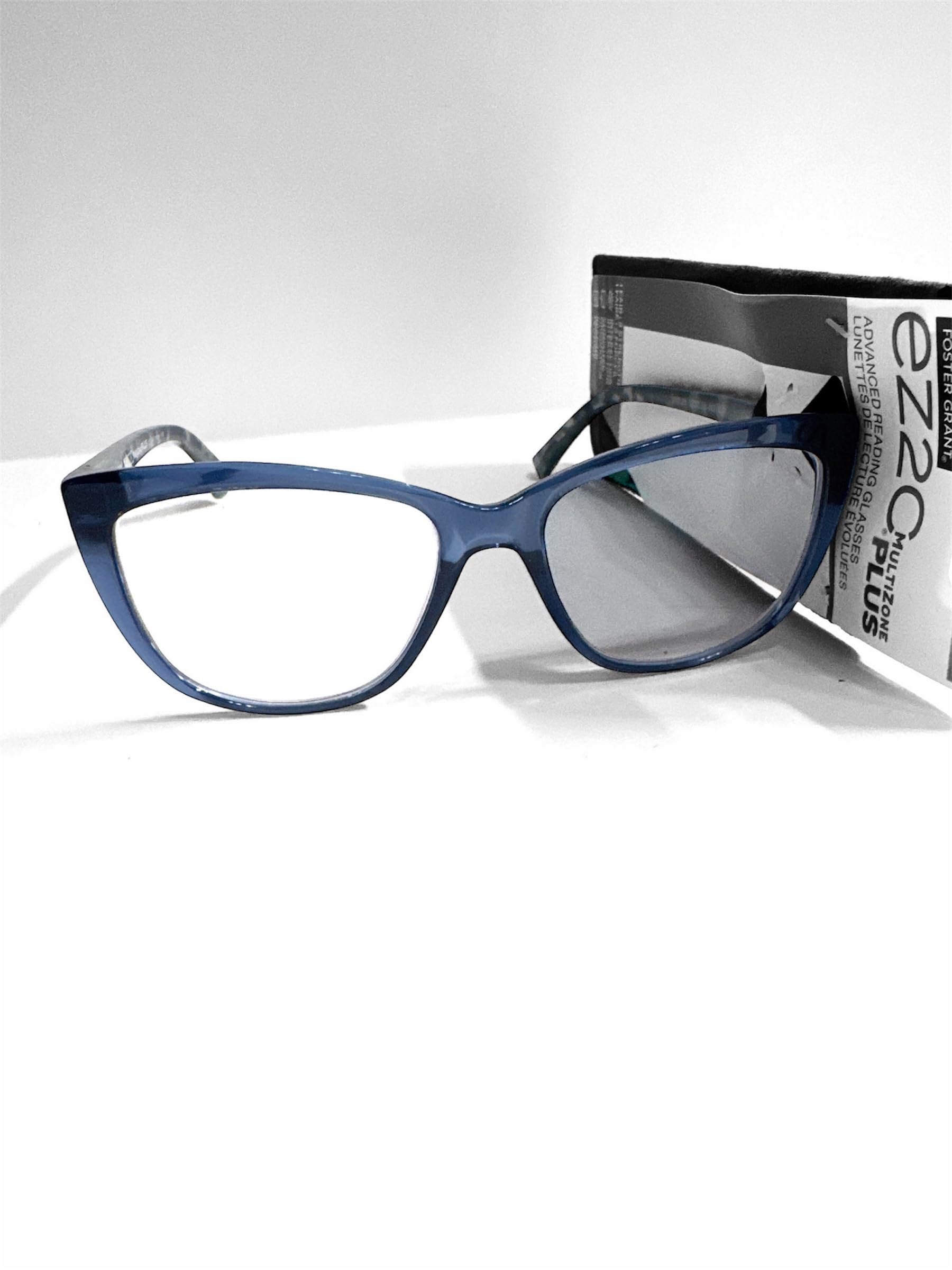 Foster Grant EZ2C Multizone Plus Advanced Reading Glasses transparent Navy Blue Frame multizonr Lens Technology 2 75