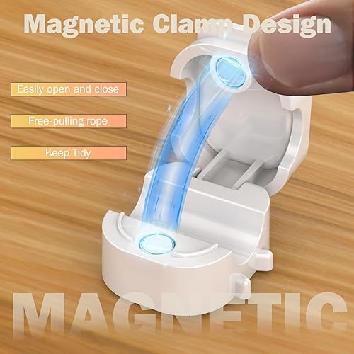 Miniatura 2 de Organizador de cables, paquete de 6 clips magnéticos para cables, suaves, ajustables, clips de gestión de cables, soporte de alambre adhesivo,