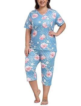 JINSHI Women's Pajama Sets Short Sleeve Pjs Sets Floral