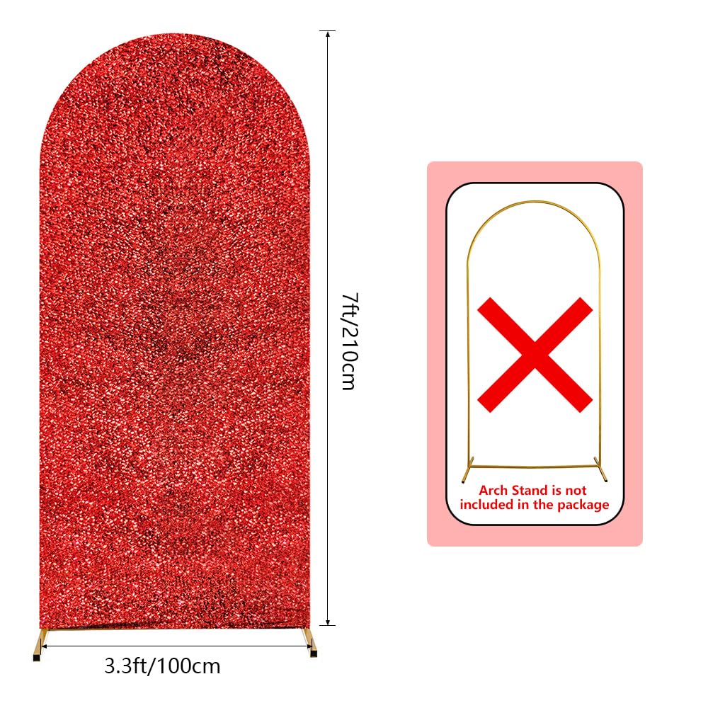 AIBIIN 1 x 2,1 m rosso lucido copertura per arco nuziale in spandex aderente copertura per arco 2 lati metallico scintillante a forma di arco copertura per compleanno sposa futura fidanzamento