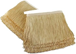 Heartwish268 Fringe Trim Lace Polyerter Fibre Tassel 8inch(″) Wide 10 Yards Long for Clothes Accessories and Latin Wedding Dress and DIY Lamp Shade Decoration Black (Black) (Gold)
