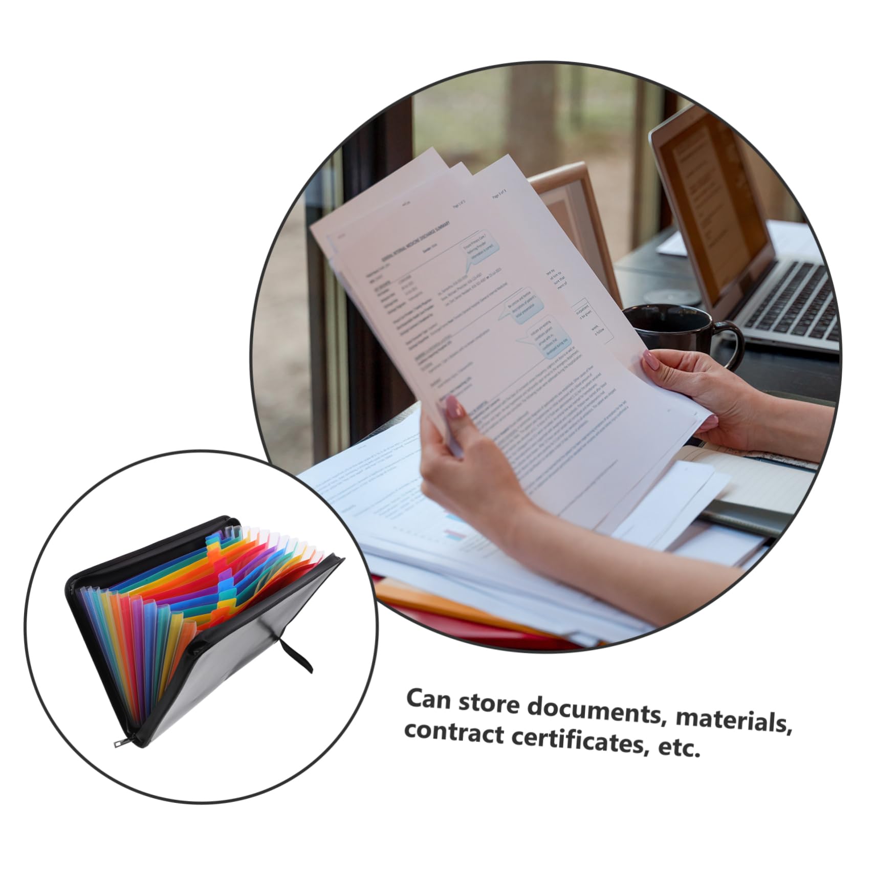 DOITOOL Carpeta de Archivos Expandible Organizador de Recibos y Cheques Bolsa con Cremallera para Uso Oficina o Hogar