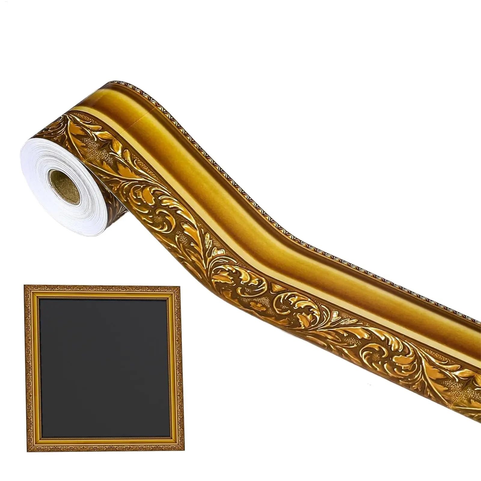 Gold Bulletin Board Border Roll - 3/5 Rolls Adhesive Decorative Trim for Blackboard, Whiteboard & Home Office Decor(3roll)