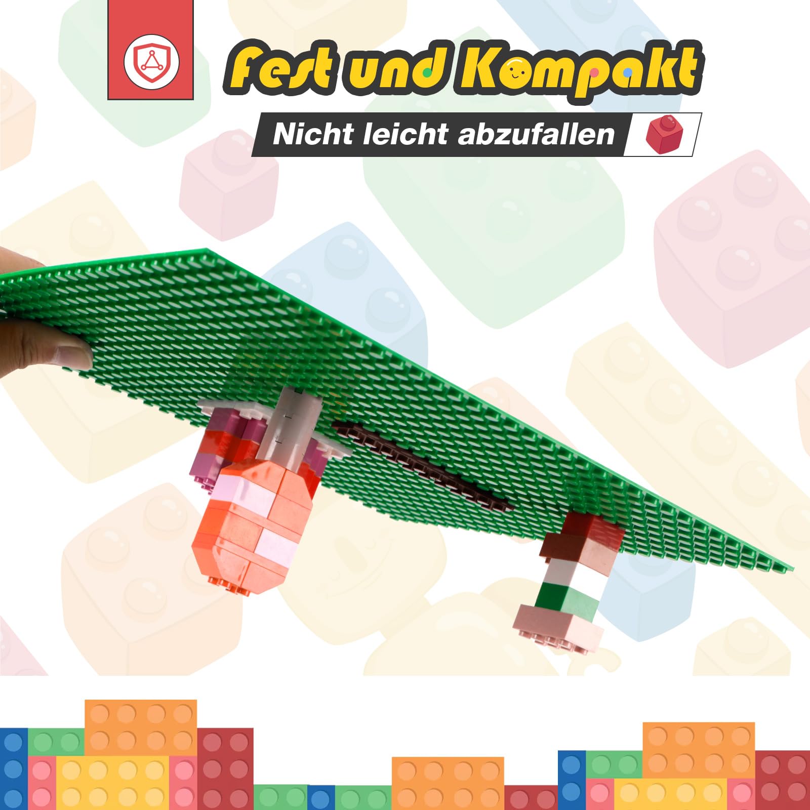 HUIZDQ 12 Stück Klassische Grundplatten für Bauklötze, 100% kompatibel mit Allen großen Marken, mit 32 X 32 Noppen, Grau/Grün/Blau