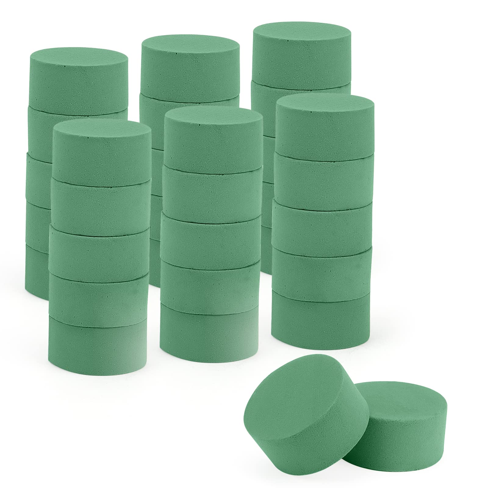 MUKCHAP 30 PCS Round Dry Floral Flowers Foam Block, 8cm/3 Inch Artificial Florist Foam Sponge Bricks for Arts, Crafts Project, Green