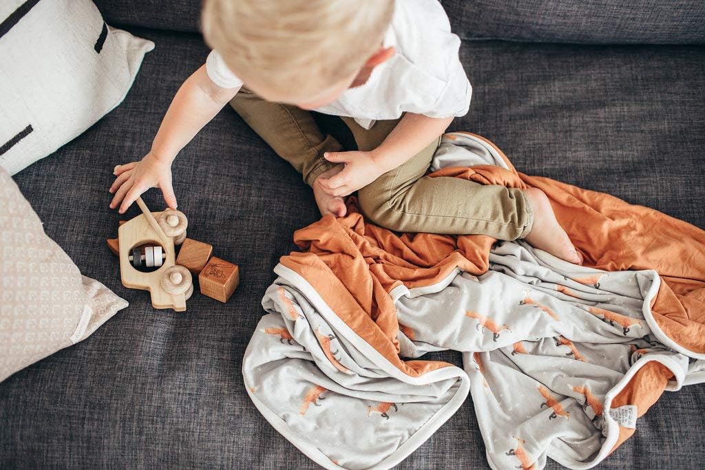 Copper Pearl Large Premium Knit Baby 3 Layer Stretchy Quilt Blanket Copper