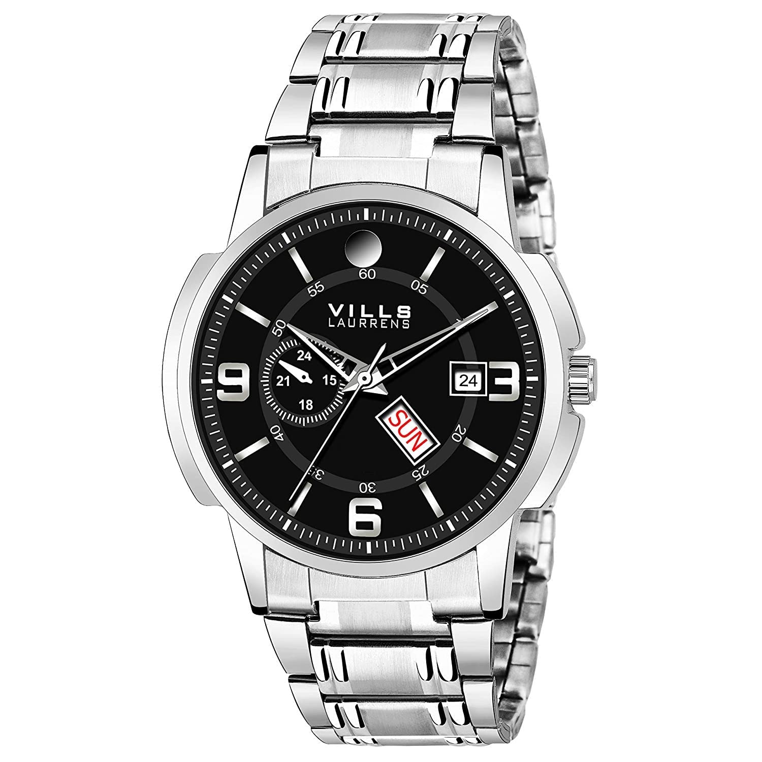 VILLS LAURRENS Metallic Black Day and Date Mens Watch VL-1190 (B07PC3BRWT) Amazon Price History, Amazon Price Tracker