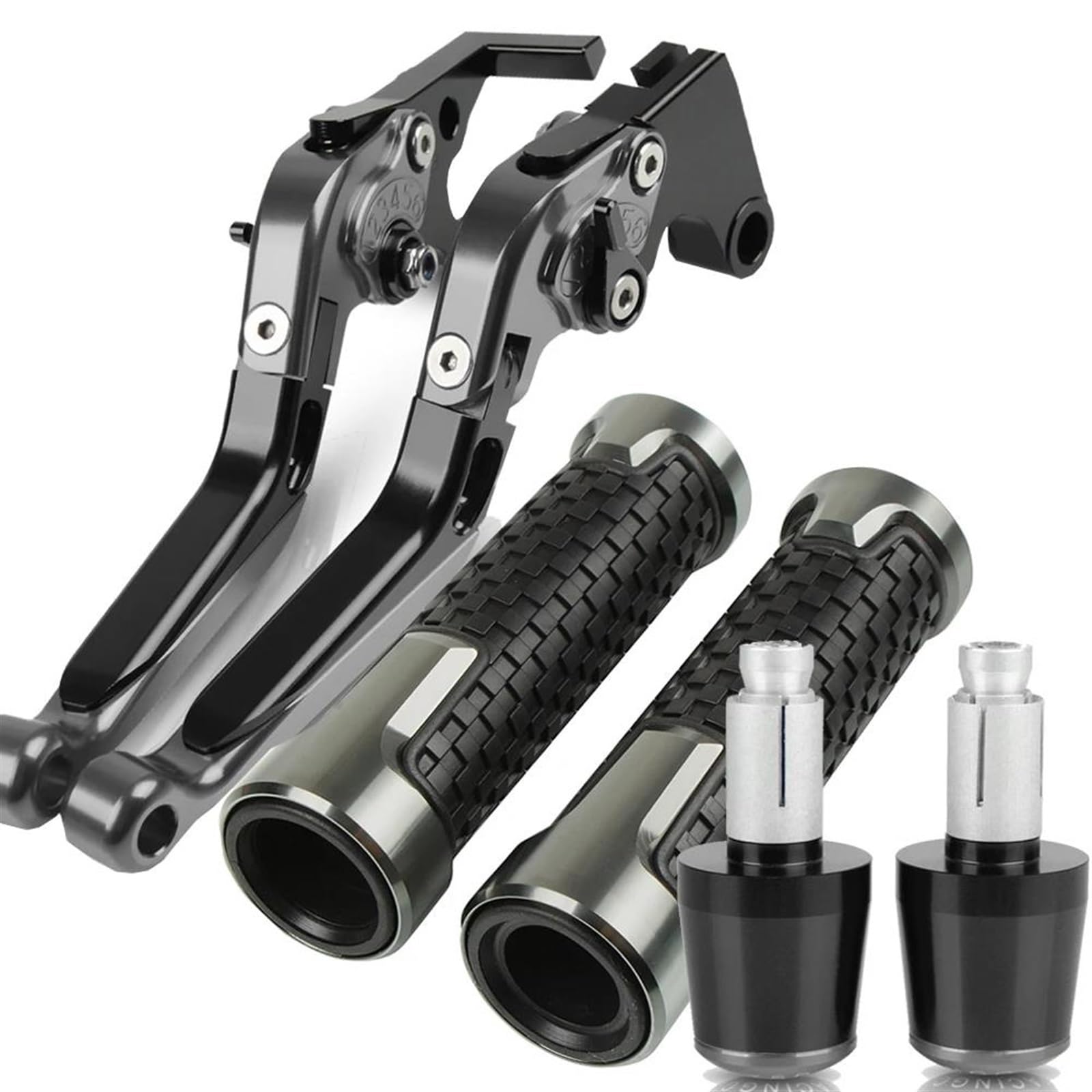 VTAIEX Motorbike Accessories Motorcycle Clutch Brake Levers Handlebar Grips Ends for Ducati MULTISTRADA 1200 1200S 1200GT 2010 2011 2012 2013 2014 2015 2016(Grey)