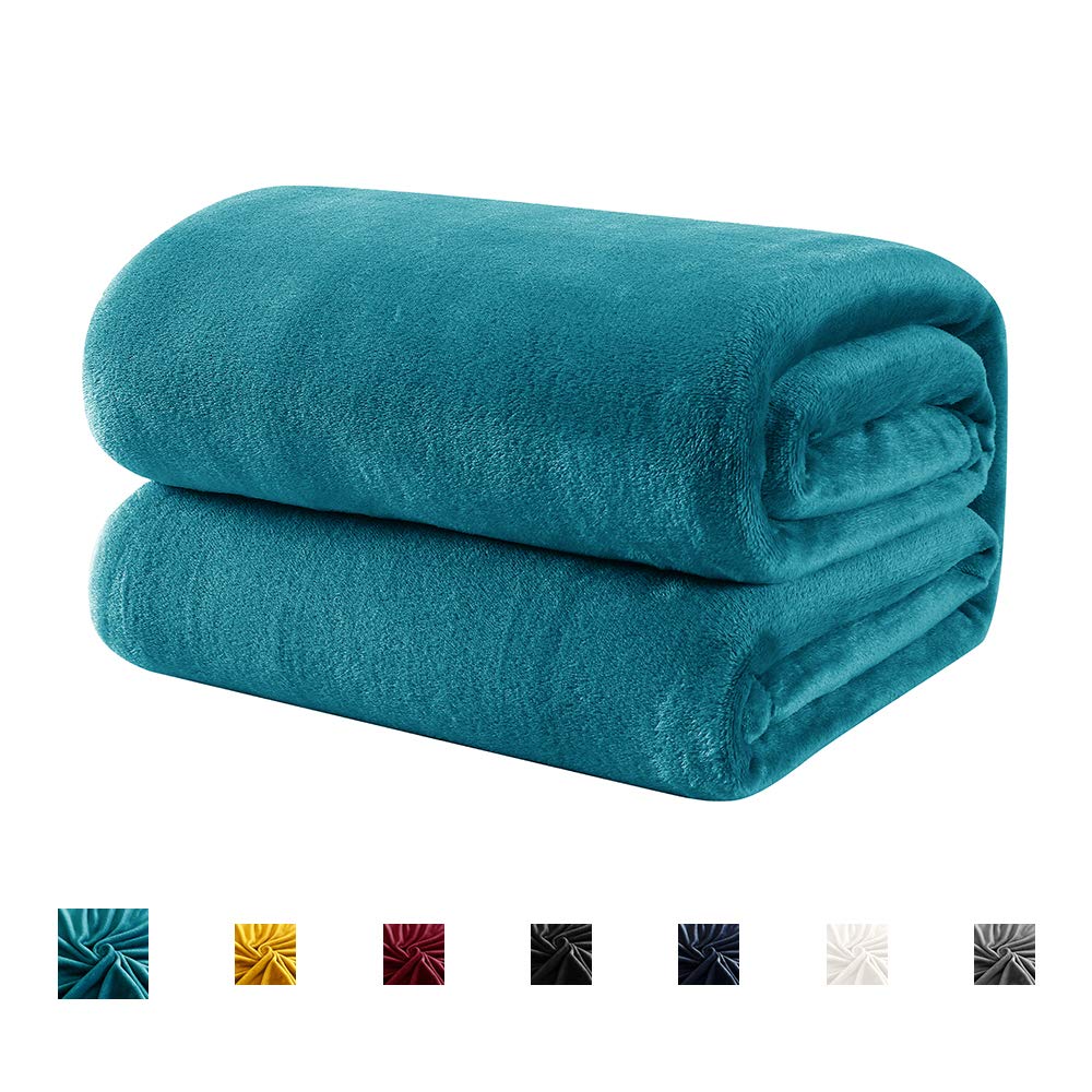 Hboemde Fleece Blanket Queen Size Teal Warm Lightweight Flannel Blankets for Couch Bed Sofa All Seasons (90"x90")