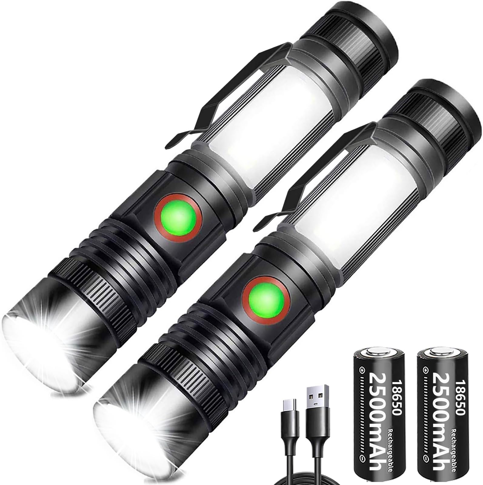 REHKITTZ Torch Led Torches Rechargeable (Including 2500mAh Battery