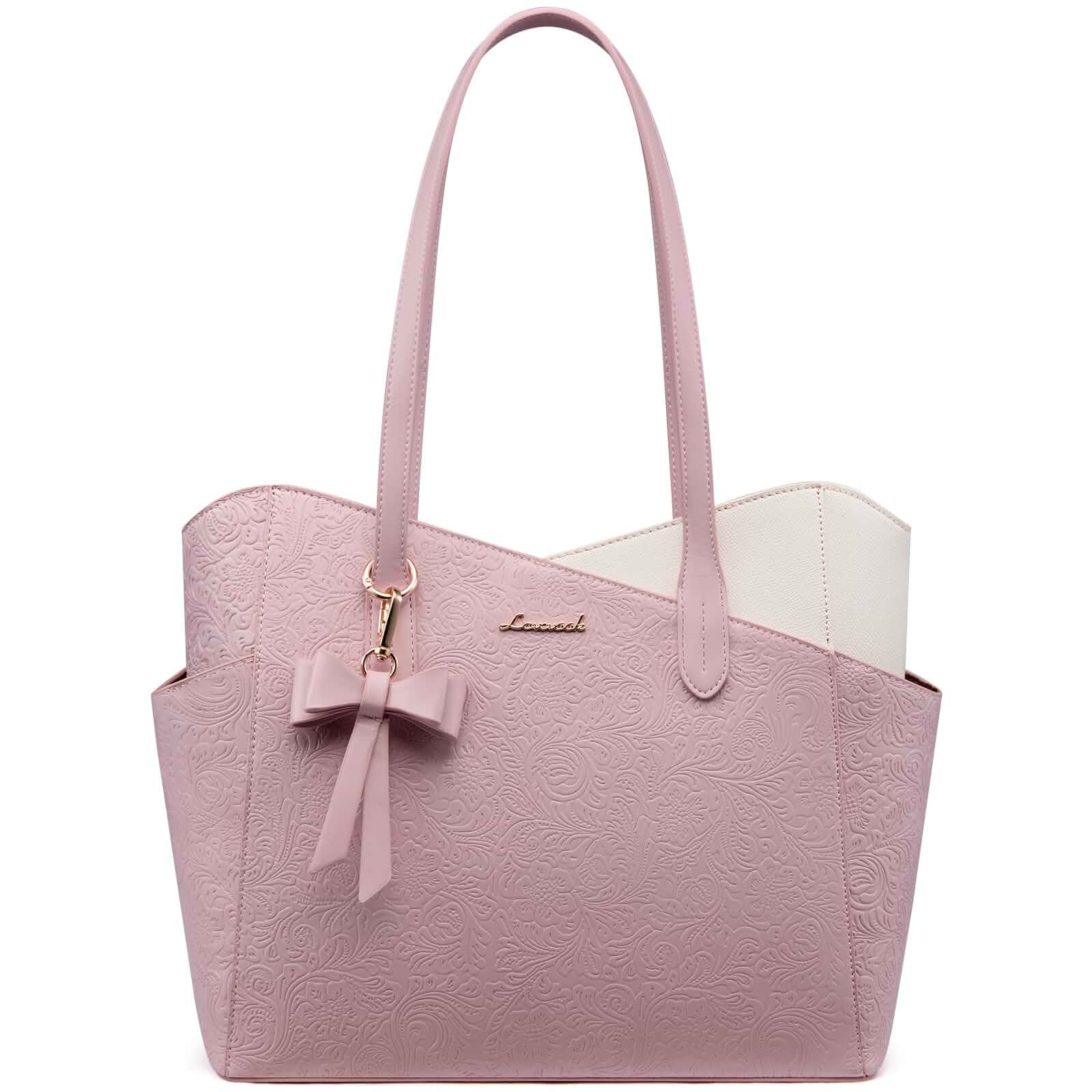 LOVEVOOK Small Tote Purse for Women, 2026 Structured PU Leather Handbags Cute Color-Block Design, Waterproof Handbags Fits 30oz Tumbler & 11inch Ipad, Elegant Satchel Shoulder Bag, Gift for Women
