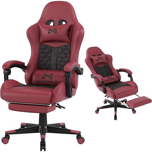 Gaming Chair, 400 lbs Adult Chair, High Back Computer Chair with Footrest and Linked Armrests, Office Video Game Chair with Lumbar Support (RED)