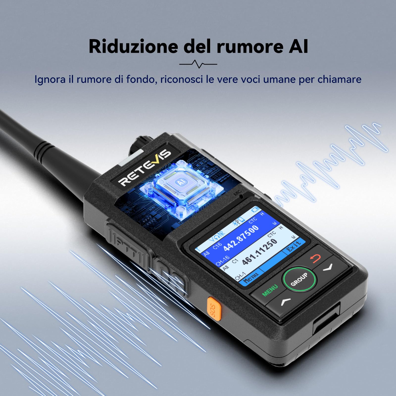 Retevis RB658 Walkie Talkie, Radio Bidirezionale Professionale con Impostazione APP, Riduzione Intelligente del Rumore, per Adulti, Motocicletta (1 Pezzi, Nero)
