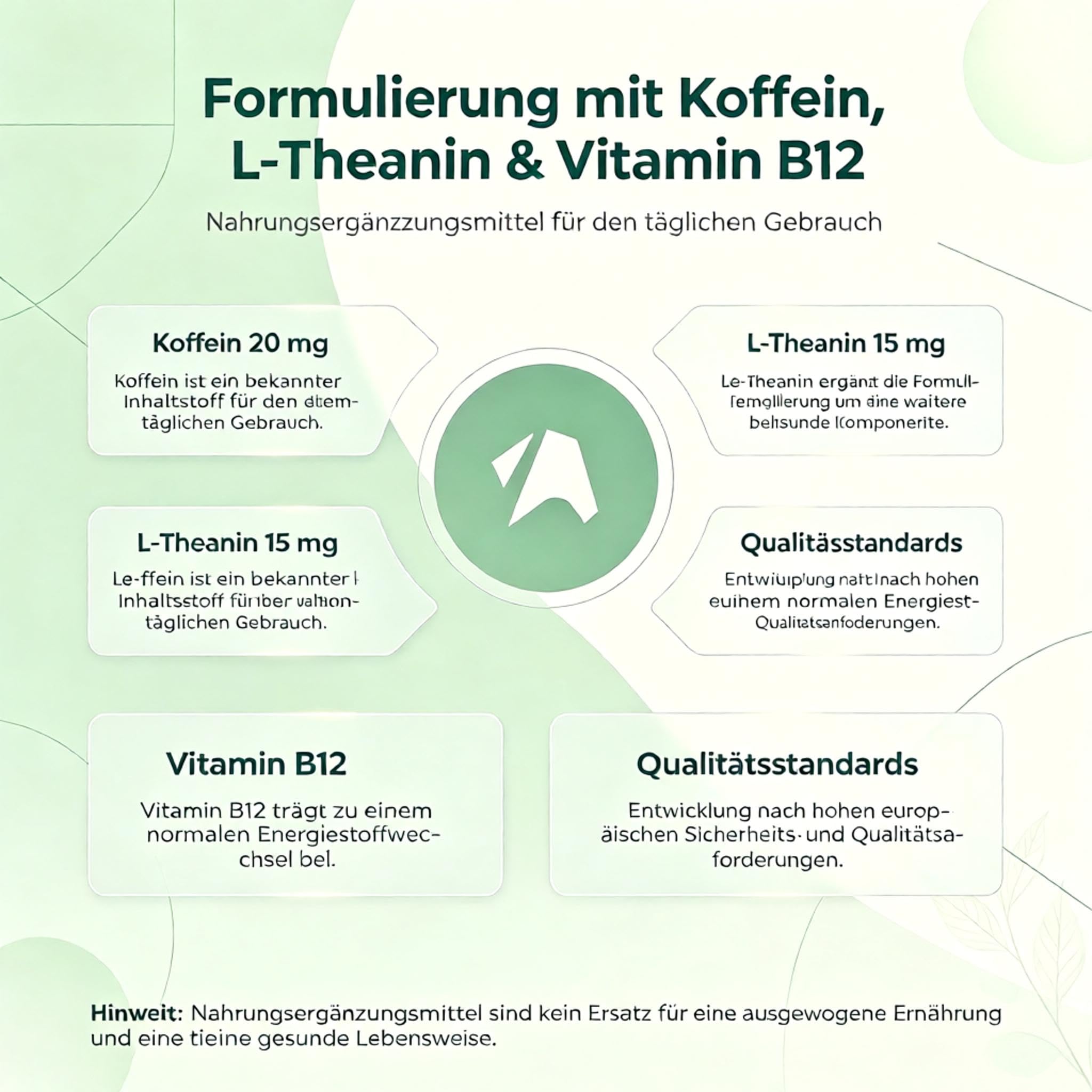 DoppelBlatt ENERGIE Mundlösliche Energie-Streifen mit Koffein, L-Theanin & B-Vitaminen, ohne Wasser für Sport, Büro und unterwegs, Zuckerfrei, Vegan, 20 Streifen（HC001-ENERGIE & FOKUS）