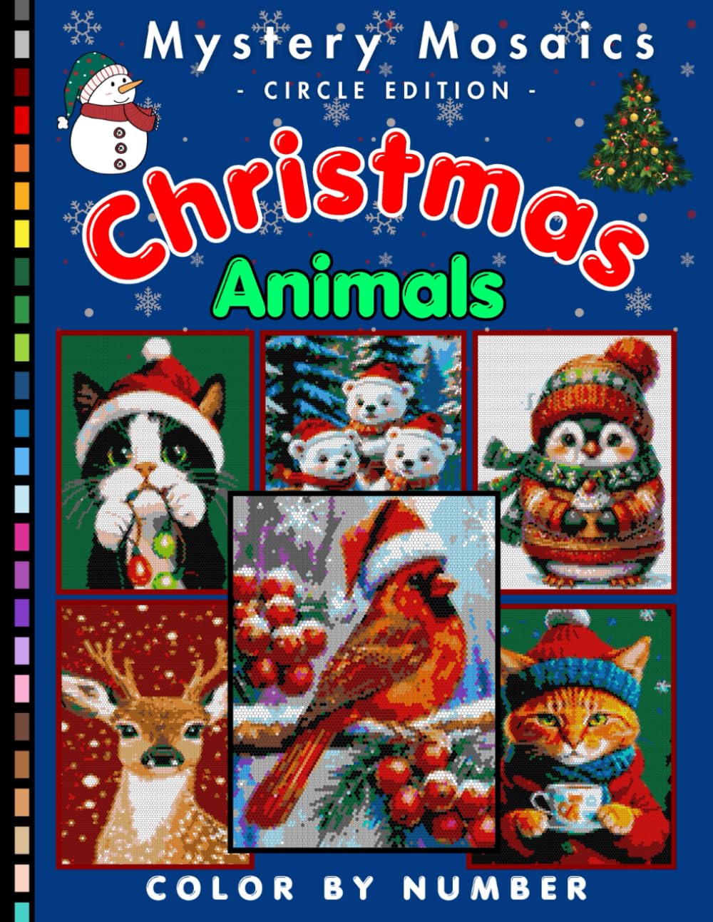 Christmas Animals Mystery Mosaic Color by Number for Adults: Relaxing Holiday Coloring Book with Reindeer, Polar Bears, and Cozy Winter Wildlife