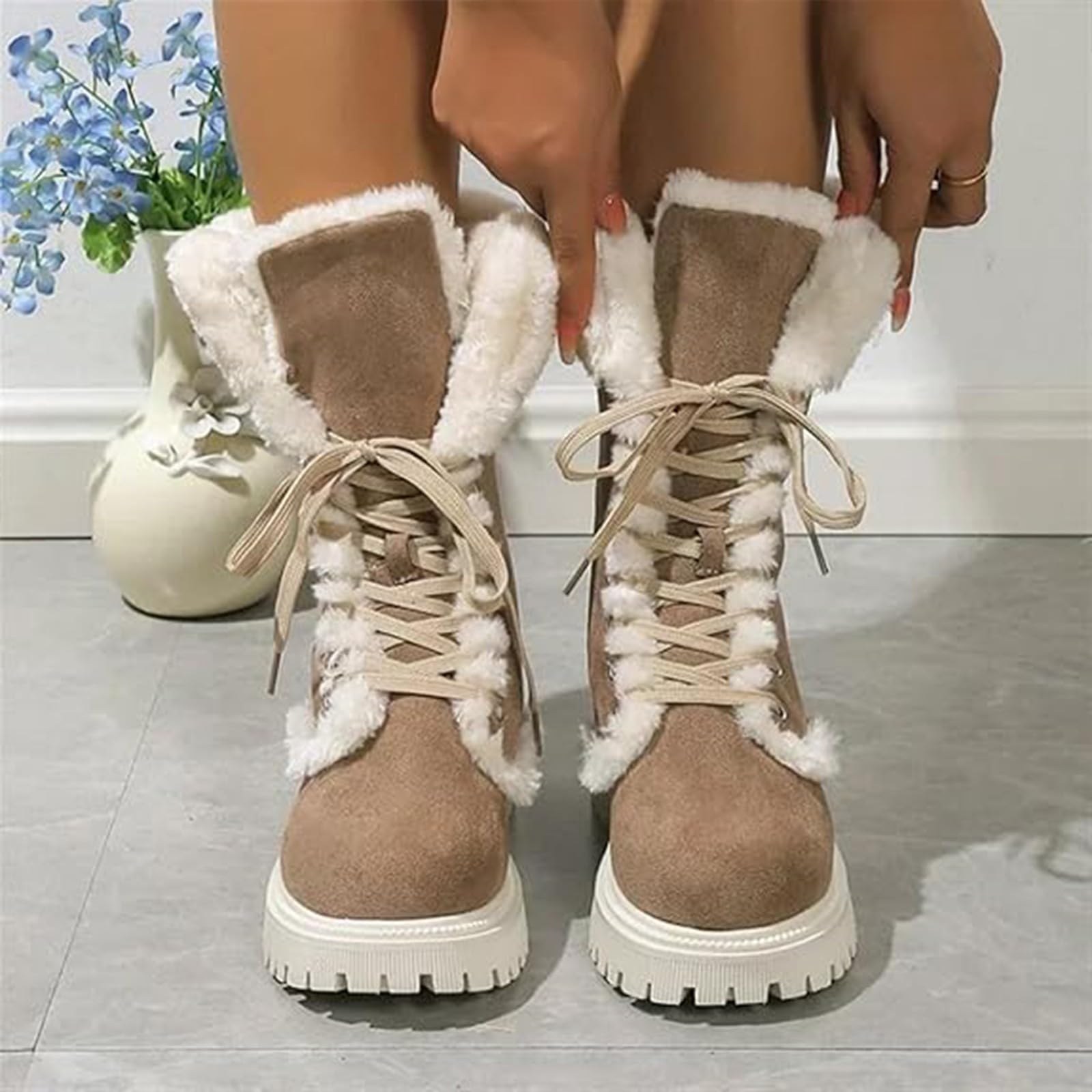 Bottes Femme Hiver Doublure Chaude Imperméables Bottines Confortables Antidérapante Mollet Large Chaussures Chaudes Résistant À L’humidité Fermeture Éclair Bottes Pour Déplacements Au Travail