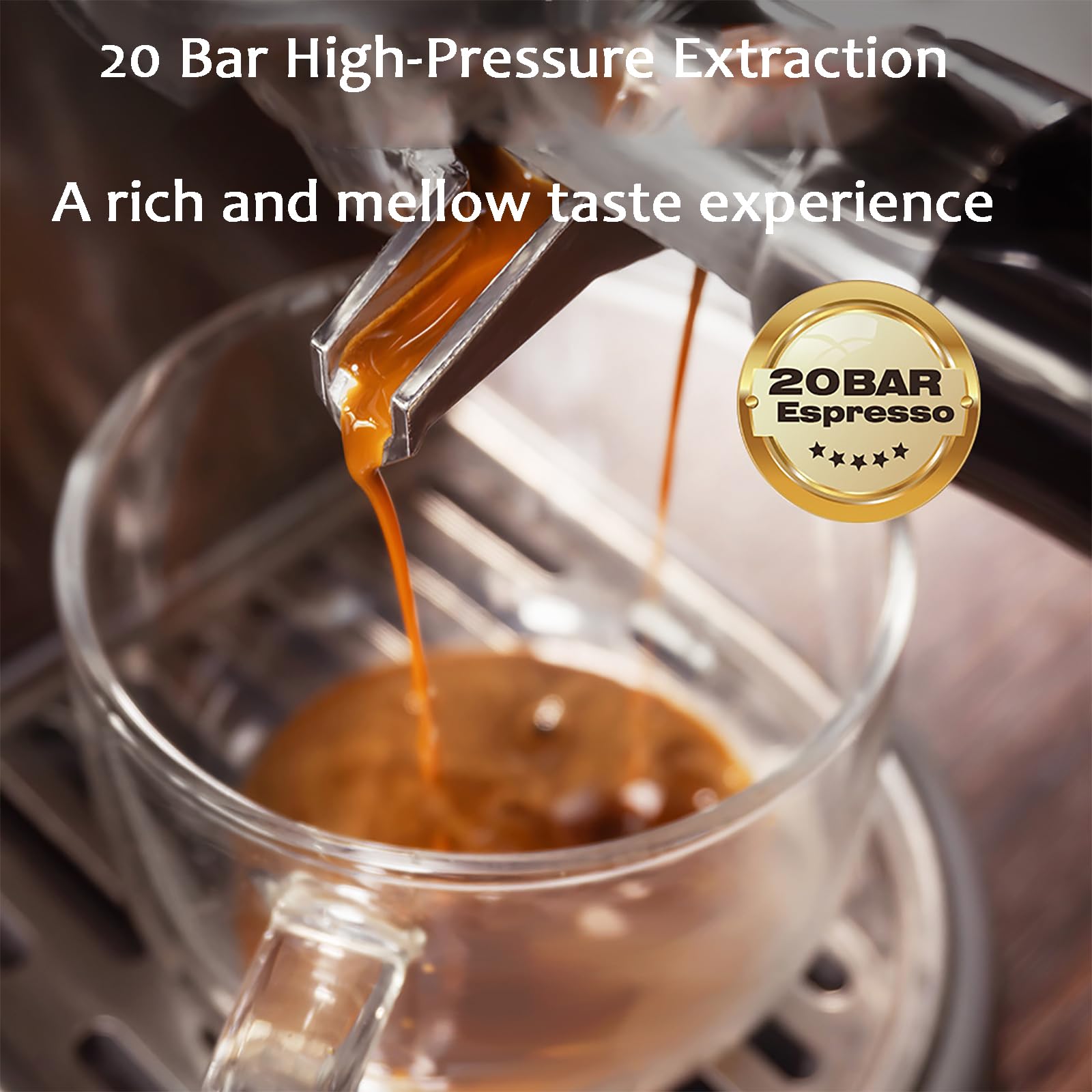 Macchina per caffè espresso elettrica con bacchetta a vapore, pompa da 20 bar, macchina per caffè espresso e cappuccino, compatta in stile tradizionale, per uso domestico