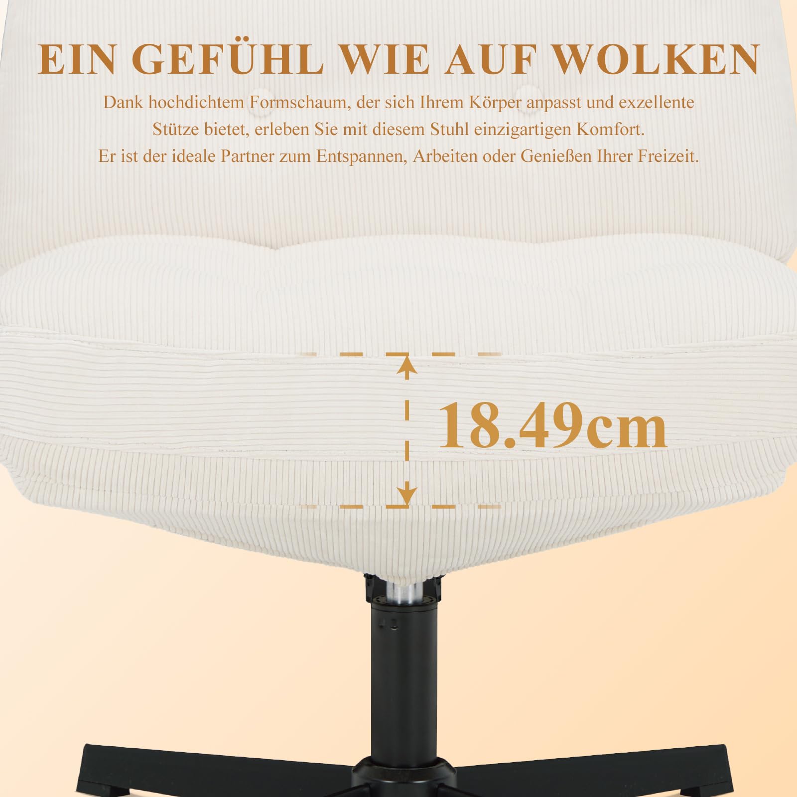 COLAMY Sessel Wohnzimmer, 360° Drehbarer Loungesessel mit Entspannung, Relaxsessel Gepolsterter Sofasessel mit Metallbeinen für Schlafzimmer, Polsterstuhl Akzentsessel für Heimbüro, Weiß