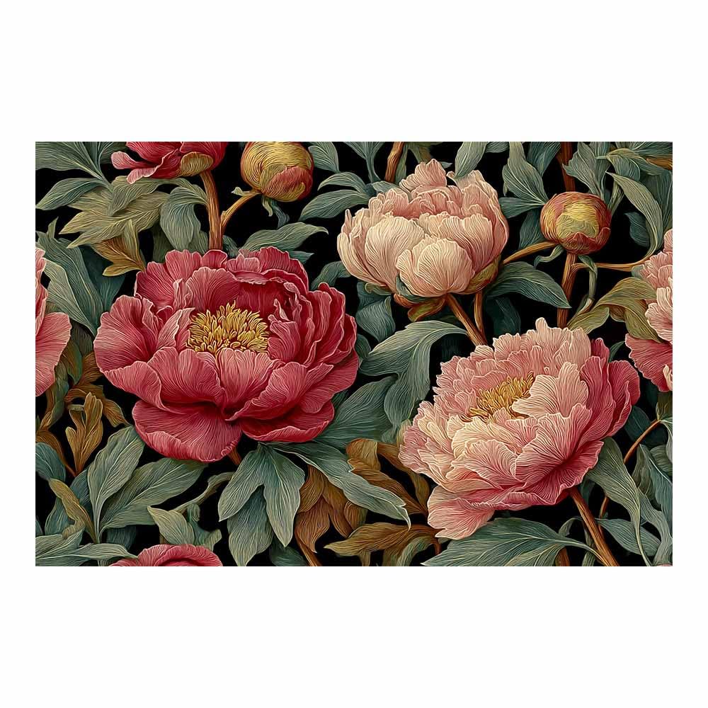 Xeniou Multicolor Flowers Wall Canvas Botanical Peony Illustration Canvas Wall Art, For Living Room Bedroom Home Wall Decoration(Multicolor)-80X120cm Unframed