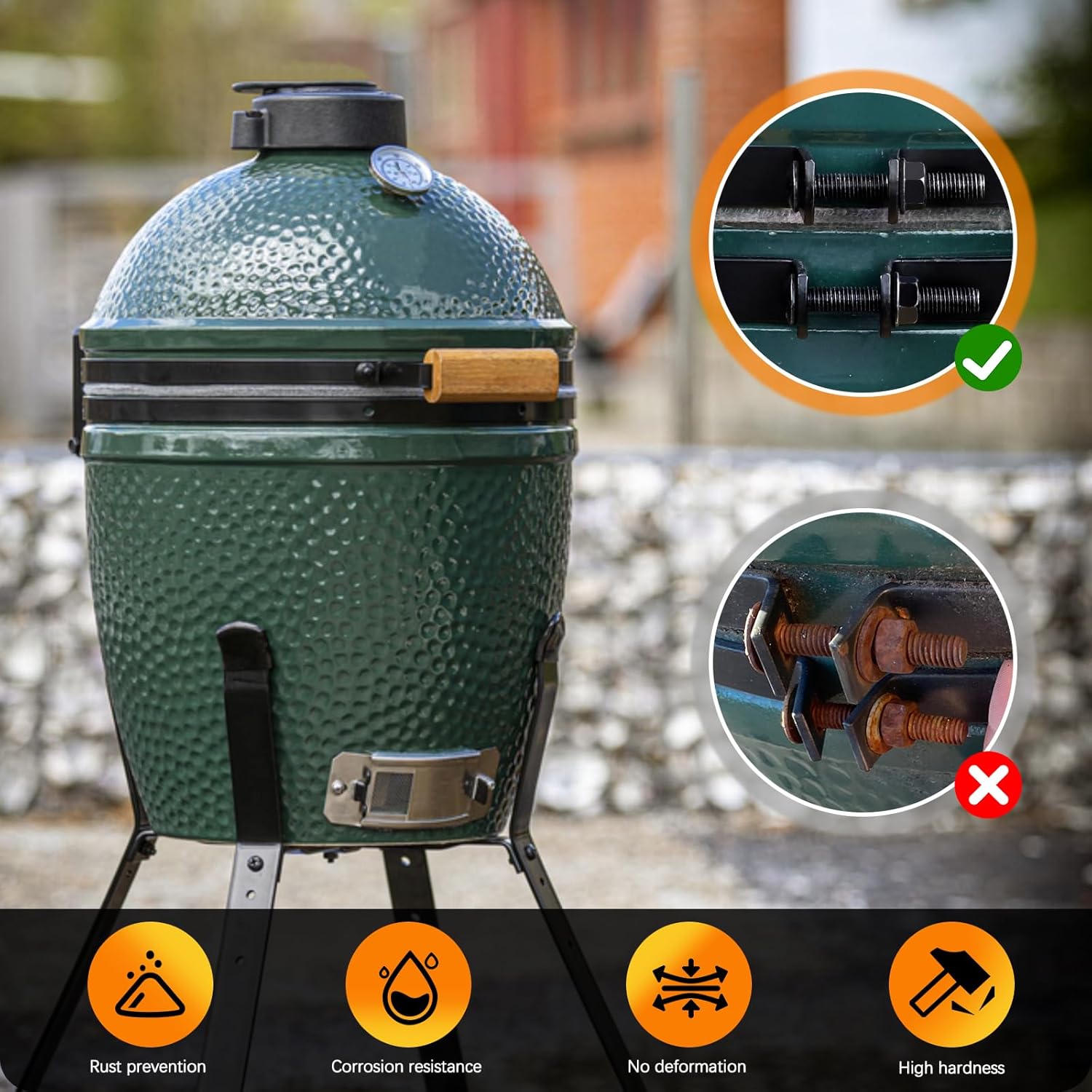 Vankey Hinge Band for Small Big Size Green Egg, Carbon Steel Band Accessories, One-piece Hinge Replacement for MiniMax Green Egg, Rust-Proof BBQ Grill Accessory (Fits Small & MiniMax)