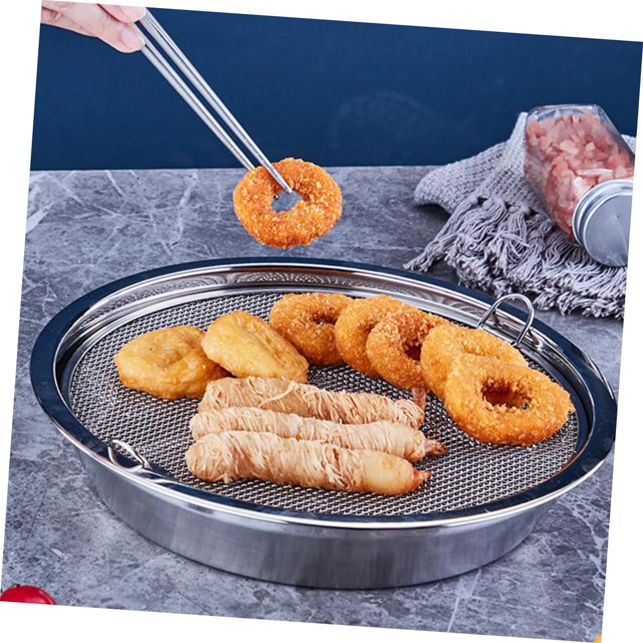 Set Colino a Maglia Fine in Acciaio Inox Vassoio, Argento
