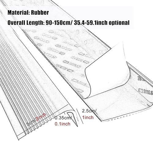 Miniatura 2 de Tira de transición de suelo desigual para puerta, tira de transición de piso de goma para entrada, tiras de umbral ligeras de moldeo en T, reductor