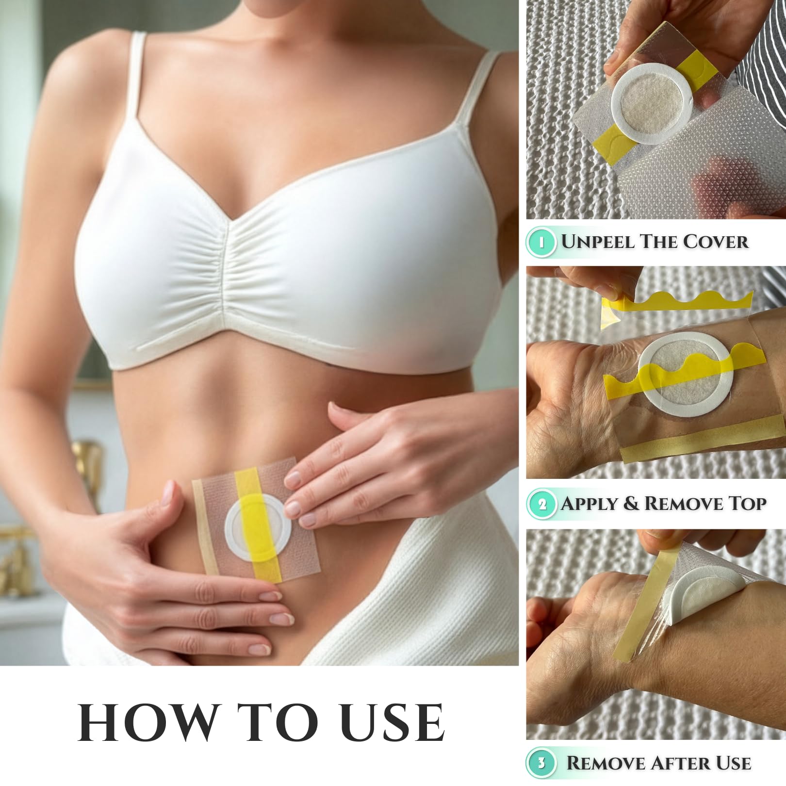 Silicone Castor Oil Belly Button Patch, 30 Pieces, 7x7 cm — Amazon image 6