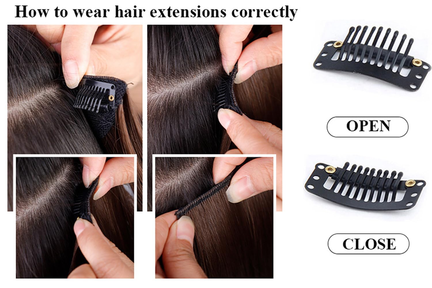Royalfirst Clip in Hair Extensions for Women 22 Inch 7PCS Clip Ins Long Straight Hair Extension Double Weft Synthetic Thick Hairpieces Halloween Cosplay Daily Use (M2/33#) - Image 3
