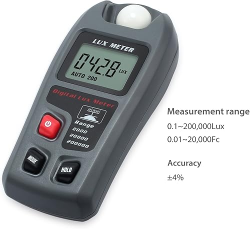 Miniatura 3 de Proster Medidor de luz digital Luxmeters Illuminance - Luminómetros Lux Medidor de luz fotómetros de alta precisión 4% Lux Meter con rango de