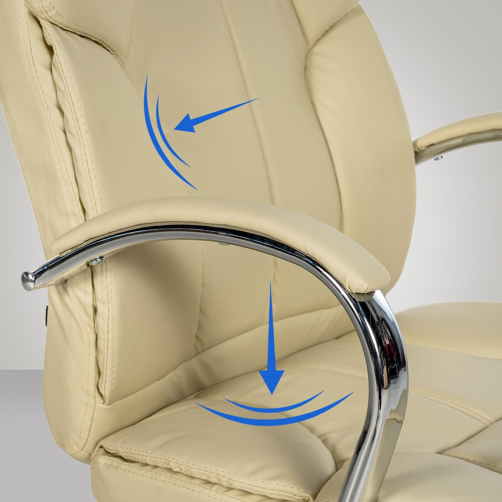 CLP Chaise de Bureau Ergonomique BIG Xanthos I Confort XXL avec Fonction Bascule et accoudoirs I Réglable avec revętement en Similicuir, Charge maximale 210 kg, Couleur:crčme