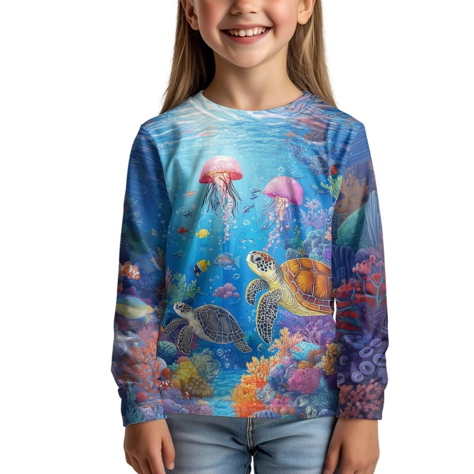 Uourmeti Girls Graphic Tees Long Sleeve T Shirts for Teens Casual Tshirts Junior Sportswear Fall Tops