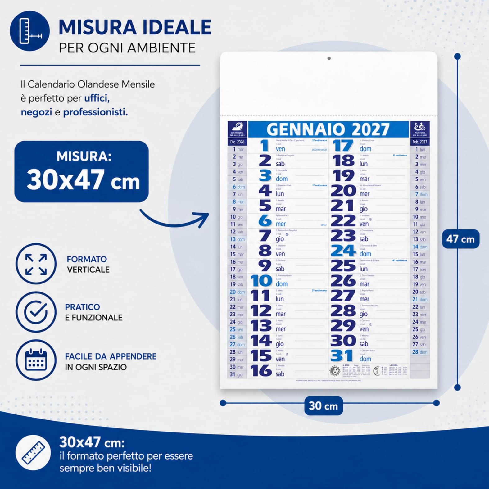 Calendari Personalizzati 2027 in Stock da 50 Pezzi Olandesi Medi da Muro Notes sul Retro per Gadget Pubblicitari di Fine Anno e come Omaggio per i Clienti o Regali Aziendali | PA620-50