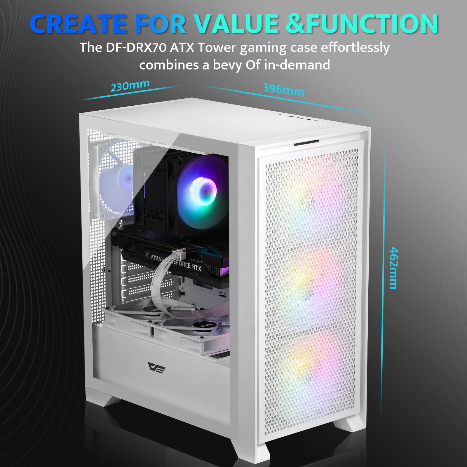 darkFlash ATX Mid-Tower Gaming-PC-Gehäuse – Bild 8