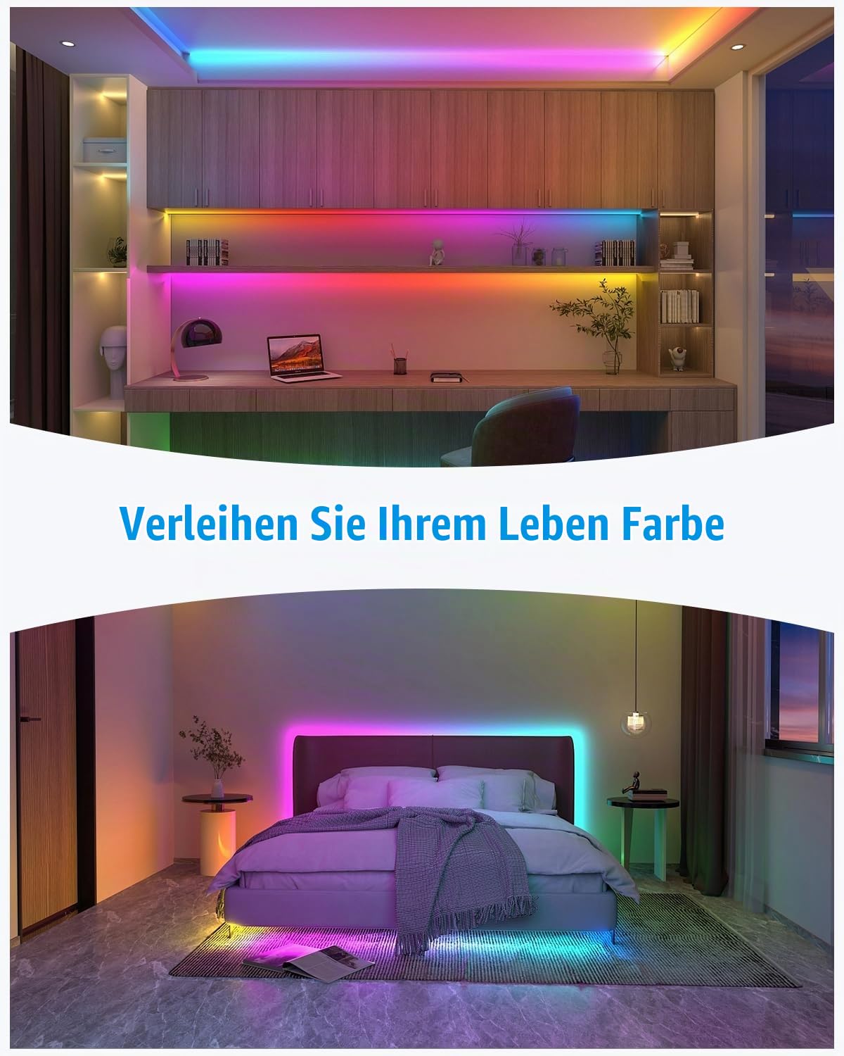 ALITOVE 5M WS2811 RGBIC COB LED Streifen 12V Lichtband LED Selbstklebend | Flexibel 720LEDs/m, für Schlafzimmer TV Heimdekoration, Nicht Wasserdicht, Ohne Netzteil und Dimmer