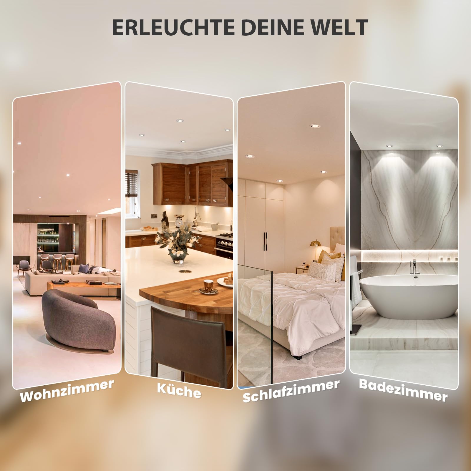 LED Einbaustrahler 230V Flach Dimmbar LED Spots 6W IP44 Bad Einbauleuchten Deckenspots Deckenstrahler,Warmweiß 3000K Schwenkbar Einbauspots für Badezimmer Küche Wohnzimmer,10er Set Schwarz-Matt